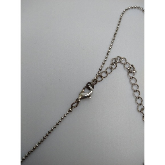 Simple Silver Tone & Black Faceted Oval Teardrop Y-drop Y2K Fashion Necklace - Picture 3 of 7
